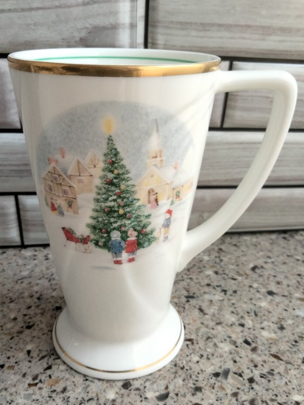 Retired "Merry Christmas" Tall Footed Cappuccino Mug